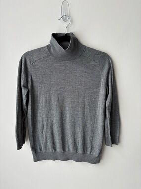 Silk Cotton Blend Turtleneck Sweater Gray Minimalist Soft Knit Capsule Wardrob